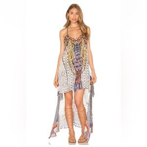 Camilla split front long back dress in the echos of engai
